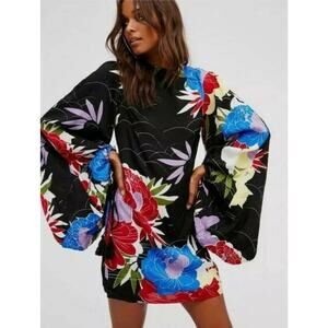 Free People Black Floral Mini Dress